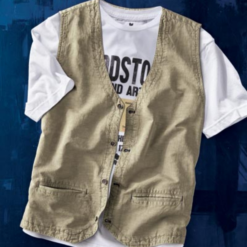 Men's Khaki Vest by 32 Bar Blues - Picture 9 of 9